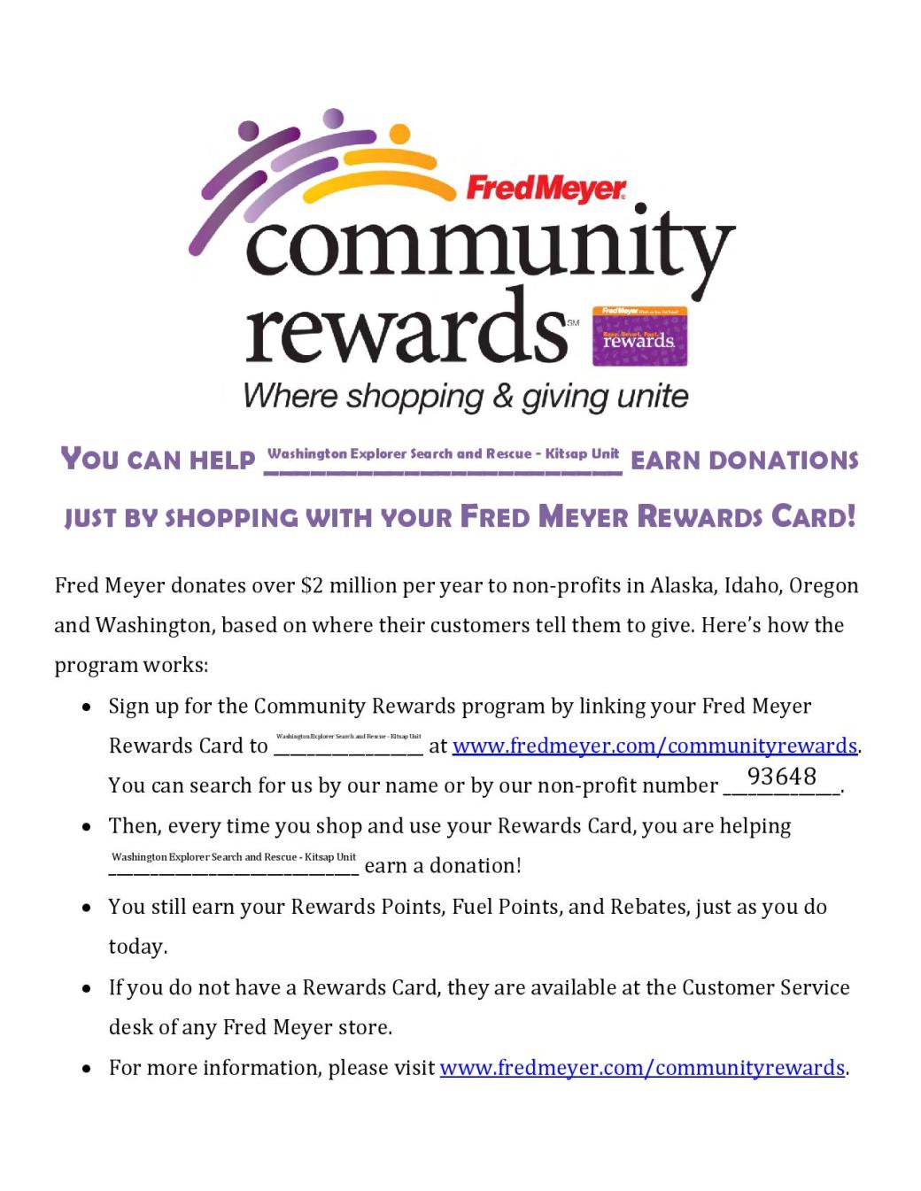 Kitsap WESAR - Fred Meyer Community Rewards Flyer